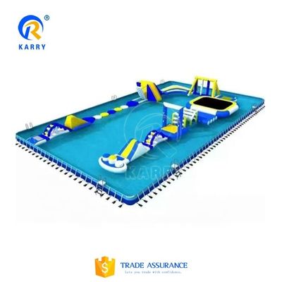 Gepersonaliseerd logo Aquapark-apparatuur Opblaasbaar drijvend waterpark met CE-certificaat
