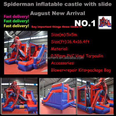 Unisex Kinders Kasteel Speelhuis met Slide Spiderman Commercieel Opblaasbaar Bouncy Castle