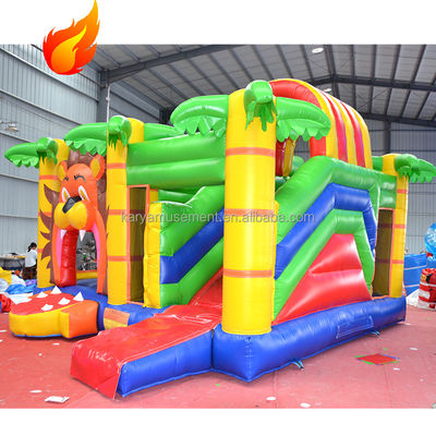 Persoonlijke grootte en kleur Bouncy Castle met glij Hot Jungle Lion opblaasbaar kasteel