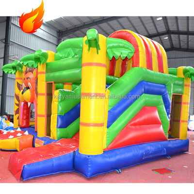 Persoonlijke grootte en kleur Bouncy Castle met glij Hot Jungle Lion opblaasbaar kasteel