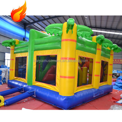 Persoonlijke grootte en kleur Bouncy Castle met glij Hot Jungle Lion opblaasbaar kasteel