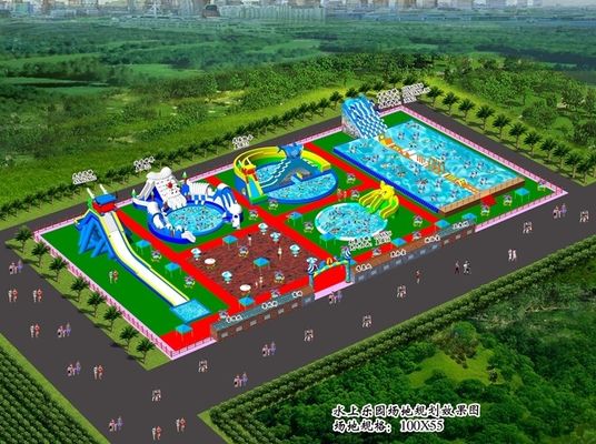 Digitaal printen van logo's/patronen op maat opblaasbaar waterpark voor pretparken
