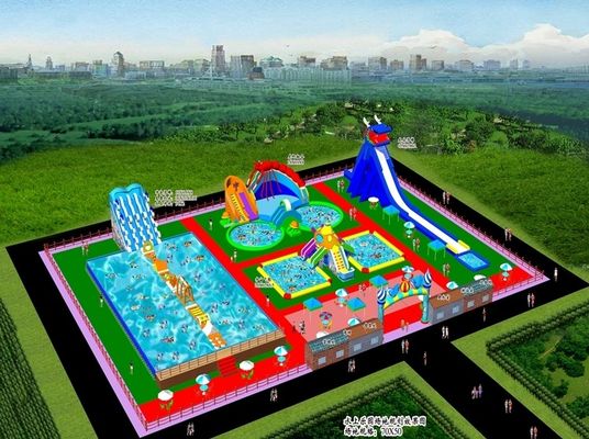 Digitaal printen van logo's/patronen op maat opblaasbaar waterpark voor pretparken