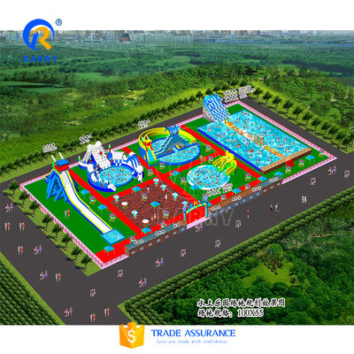 Amusement Fun City Customized kleurrijke opblaasbare waterpark voor kinderen PVC materiaal