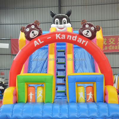 32ft 3 Bears Bouncer Trampoline huis met dubbele baan opblaasbare glijbanen en duurzaam