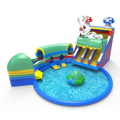 Opblaasbare glijbanen voor waterparken voor kinderfeesten Duurzame combinatie glijbaan en zwembad