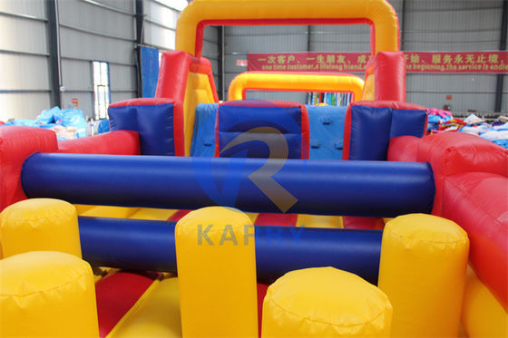 Acceptabele OEM 39ft gele opblaasbare obstakel spel voor volwassenen huur en reparatie kits
