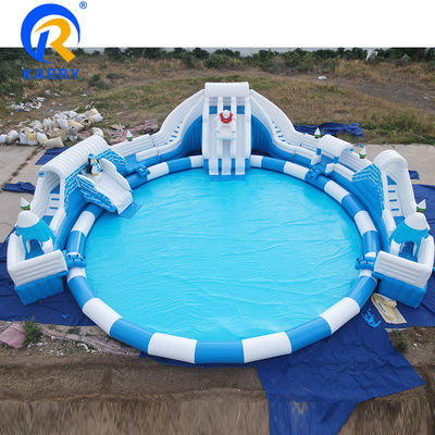 Indoor Custom opblaasbare mobiele waterpark met overgrote zwembad grappig ijsbeer thema