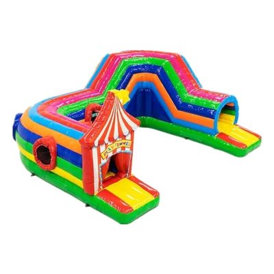Opblaasbaar spel Tunnel Circus Hindernisbaan 0,55 mm Plato PVC-traplein