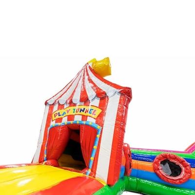 Opblaasbaar spel Tunnel Circus Hindernisbaan 0,55 mm Plato PVC-traplein