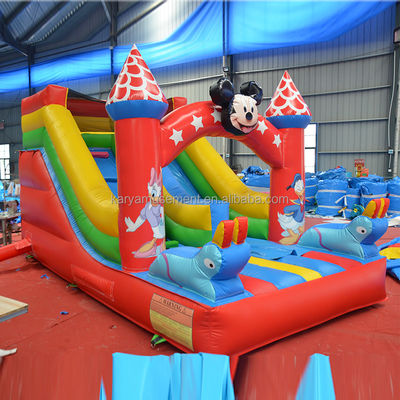 Klantgrootte 16ft Kleine kleuter glijbaan opblaasbare Mickey Droge of natte glijbaan voor sprinters