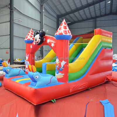 Klantgrootte 16ft Kleine kleuter glijbaan opblaasbare Mickey Droge of natte glijbaan voor sprinters