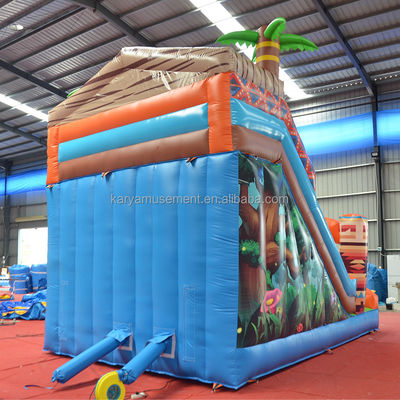 0.55mm PVC Tarpaulin Oorspronkelijke DJUNGEL waterglijbaan met rotsklimmuur en springglijbaan
