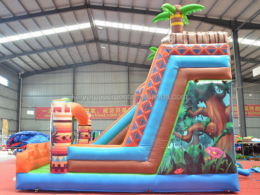 0.55mm PVC Tarpaulin Oorspronkelijke DJUNGEL waterglijbaan met rotsklimmuur en springglijbaan