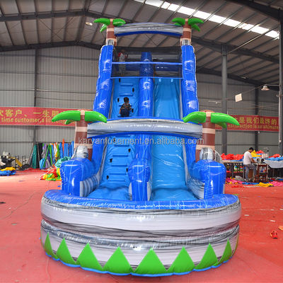 Digitaal afdrukken Commercieel PVC-doek opblaasbare waterslide met speeltuin voor kinderen