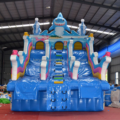 Aanpasbaar Ocean Park opblaasbaar kasteel Dubbele glijcombo met afdrukbescherming