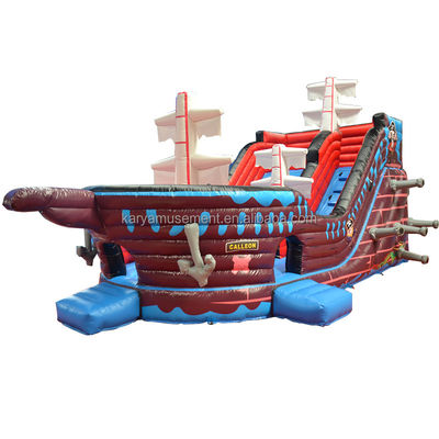Ex-commerciële opblaasbare piratenschip glijbaan waterglijbaan voor plezier 8,6x4m of maat