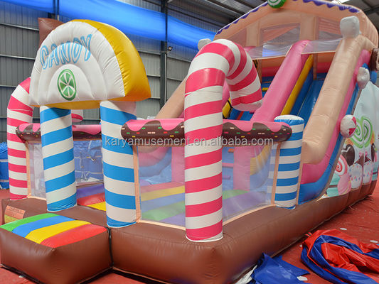 Binnen 26ft 2 baan commercieel PVC snoep opblaasbaar springhuis met boogdeur en blazer