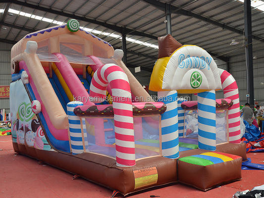 Binnen 26ft 2 baan commercieel PVC snoep opblaasbaar springhuis met boogdeur en blazer