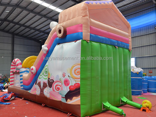 Binnen 26ft 2 baan commercieel PVC snoep opblaasbaar springhuis met boogdeur en blazer
