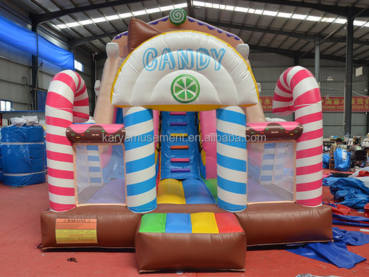 Binnen 26ft 2 baan commercieel PVC snoep opblaasbaar springhuis met boogdeur en blazer