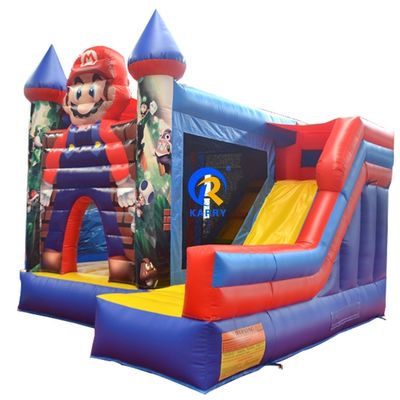 0.55mm PVC Vinyl Tarpaulin opblaasbaar Mario Bounce House Combo Castle Slide met Blower