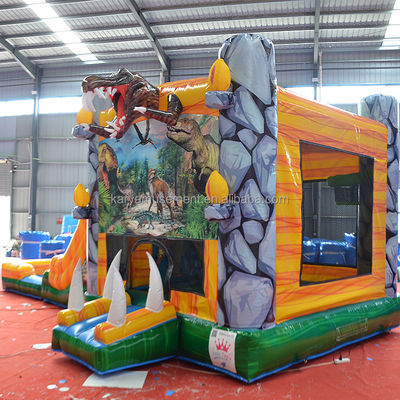 Kenmerken PORTABLE opblaasbare Jungle Dino Bouncer House met glijbaan en unisex ontwerp