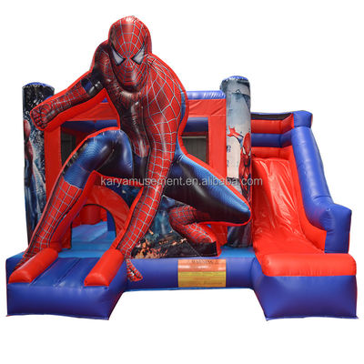 Indoor en outdoor entertainment Spiderman thema opblaasbaar springkasteel met glijbaan
