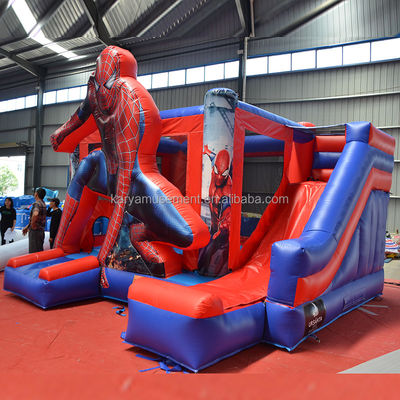 Indoor en outdoor entertainment Spiderman thema opblaasbaar springkasteel met glijbaan