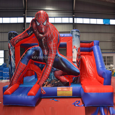 Indoor en outdoor entertainment Spiderman thema opblaasbaar springkasteel met glijbaan