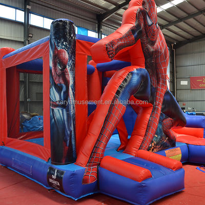 Indoor en outdoor entertainment Spiderman thema opblaasbaar springkasteel met glijbaan