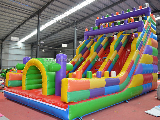 19ft breed 2 baan opblaasbare bouwblok natte en droge glijbaan voor kinderen park feest buiten