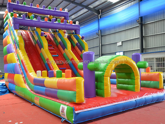 19ft breed 2 baan opblaasbare bouwblok natte en droge glijbaan voor kinderen park feest buiten