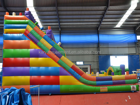 19ft breed 2 baan opblaasbare bouwblok natte en droge glijbaan voor kinderen park feest buiten