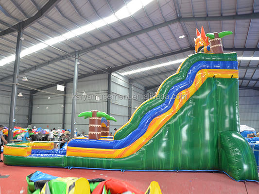 32ft Jumbo Palm Tree opblaasbare zonnewaterglijbaan met kinderen spelen zwembad en sprongglijbaan