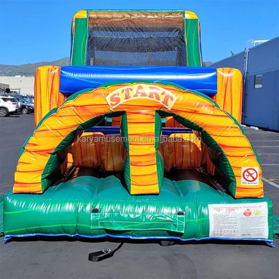 PVC opblaasbare hindernisbaan Combo Bounce House met klimmuur