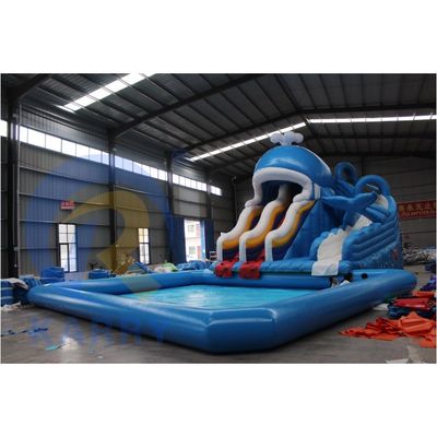 CE Blower en reparatie-accessoires inclusief opblaasbaar waterpark met haaienslide