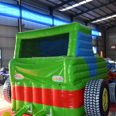 Kinderen Indoor Outdoor Bungee Trampoline opblaasbaar Bouncy Castle Jumper Groene tractor