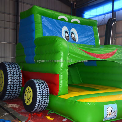 Kinderen Indoor Outdoor Bungee Trampoline opblaasbaar Bouncy Castle Jumper Groene tractor