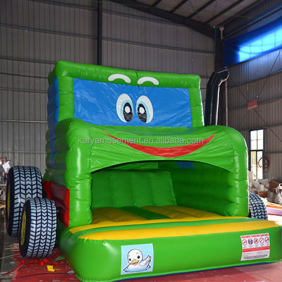 Kinderen Indoor Outdoor Bungee Trampoline opblaasbaar Bouncy Castle Jumper Groene tractor