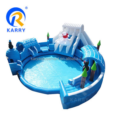 Oversize zwembad Moonwalk opblaasbaar waterpark voor kinderen en volwassenen IJsbeer waterglijbaan