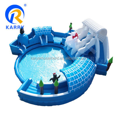 Oversize zwembad Moonwalk opblaasbaar waterpark voor kinderen en volwassenen IJsbeer waterglijbaan