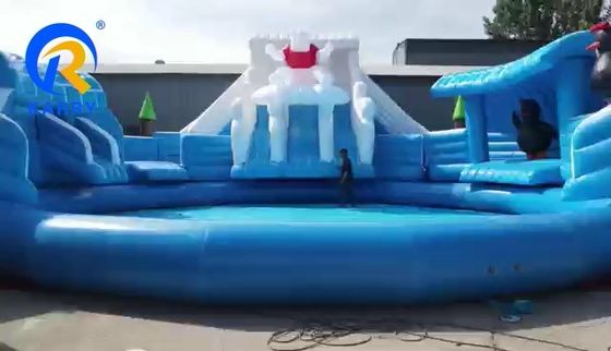 Oversize zwembad Moonwalk opblaasbaar waterpark voor kinderen en volwassenen IJsbeer waterglijbaan