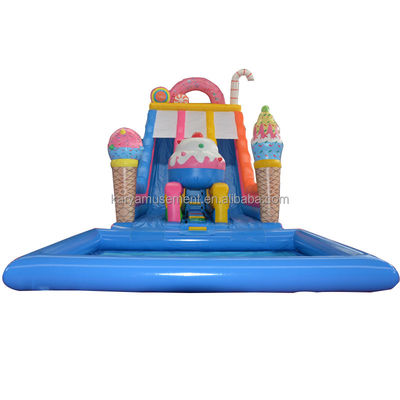 Commerciële partij Huur waterglijbaan met kinderbad in ijsroze
