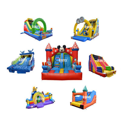 Binnen- of buitenopblaasbare kleine spotprent kinderglijbaan met aangepaste kleur en logo