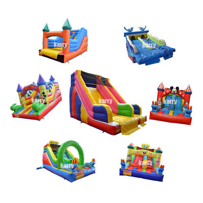Binnen- of buitenopblaasbare kleine spotprent kinderglijbaan met aangepaste kleur en logo