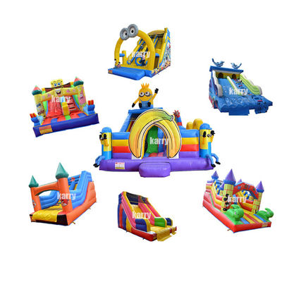Binnen- of buitenopblaasbare kleine spotprent kinderglijbaan met aangepaste kleur en logo