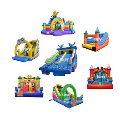 Binnen- of buitenopblaasbare kleine spotprent kinderglijbaan met aangepaste kleur en logo