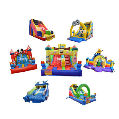 Binnen- of buitenopblaasbare kleine spotprent kinderglijbaan met aangepaste kleur en logo