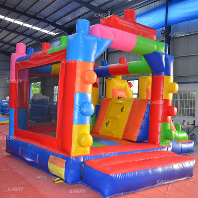 Goedkope opblaasbare kasteelslide combinatie met trendy bouwblokontwerp